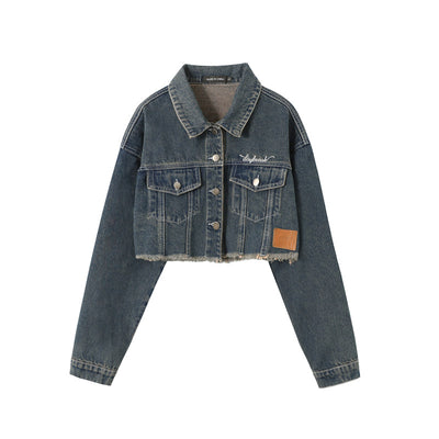 Short Raw Lapels Denim Jacket