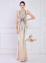 Mermaid Sequins V-neck Long Prom Dress