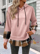 Retro Long Sleeve Plaid Stitching Fake Two Pieces Dress