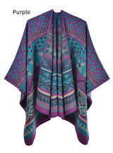 Knitted Split Bohemian Cloak Shawl