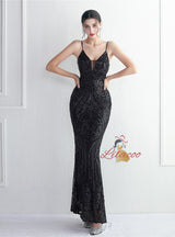 Sexy Spaghetti Straps Sequins Prom Dress