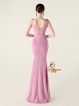 Mermaid Straps Split Pleats Prom Dress