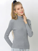 Solid Color High Neck Sweater