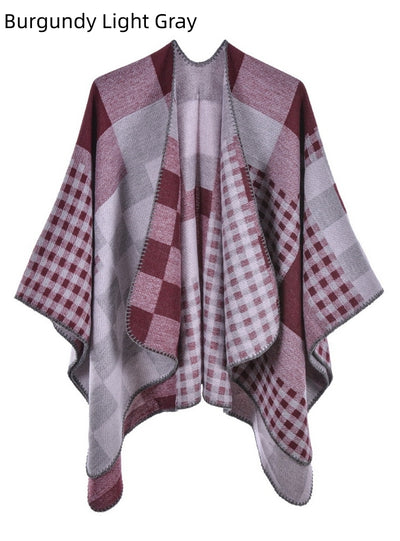 Fashion Cashmere Split Warm Shawl Cloak