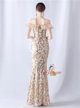 Mermaid Sequins Off the Shoulder Split Prom Dress