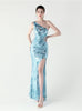 Mermaid Sequins One Shoulder Split Prom Dress