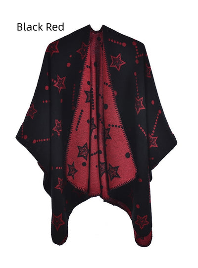 Ladies Jacquard Shawl Split Cloak