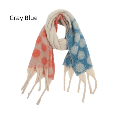 Thickened Thick Tassel Jacquard Large Polka Dot Scarf