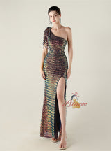 One Shoulder Mermaid Split Prom Dress