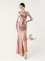 Mermaid Spaghetti Straps Split prom Dress