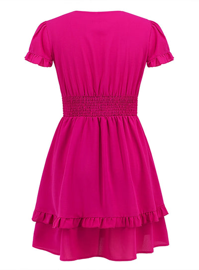 Sexy Deep V-neck Short Sleeve Cake Dress