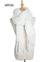Thick Solid Color Long Tassels Scarf