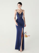 Mermaid Spaghetti Straps Appliques Prom Dress