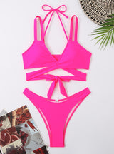 Sexy Women Solid Color Split Bikini