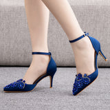 7 cm Rhinestone Pointed Stiletto Sandals