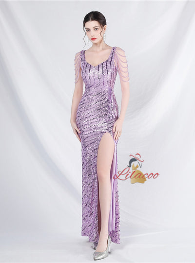 Mermaid Seuqins Straps Beading Prom Dress