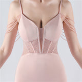 Mermaid Spaghetti Straps Beading Prom Dress