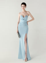 Mermaid Strapless Beading Split Prom Dress
