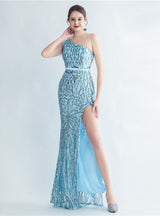 One Shoulder Sequins Party Dress
