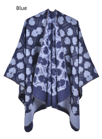 Retro Flower Warm Shawl Cloak
