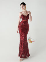 Spaghetti Straps Beading Sequins Prom Dress