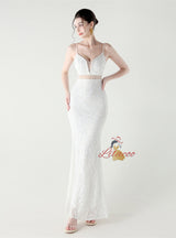 Mermaid Spaghetti Straps Sequins Beading Prom Dress