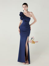 Mermaid One Shoulder Split Beading Prom Dress