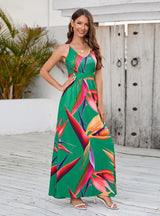 Bohemian Printed Suspenders Dress