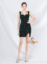 Sequins Straps Mini Prom Dress