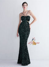 Mermaid Seqins Spaghetti Straps Prom Dress