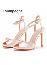 Satin Fishmouth High-heeled Sandals