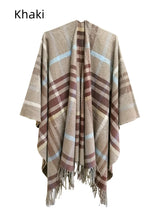 Double-sided Plaid Split Shawl