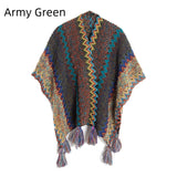 Ethnic Color Knitted Split Shawl