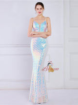 Mermaid Sequins Spaghetti Straps Prom Dress