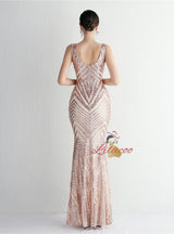 V-neck Mermaid Sequins Prom Dress