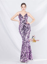 Mermaid Sequins Spaghetti Straps Prom Dress
