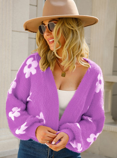 Women Short Flower Sweater