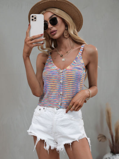 Slim-fit V-neck Top Openwork Sweater