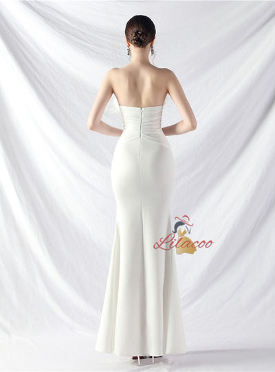 Mermaid Strapless Pleats Split Prom Dress