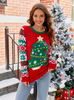 Christmas Tree Embroidered Knitted Sweater
