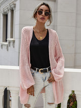 Solid Color Cardigan Flared Sleeve Sweater