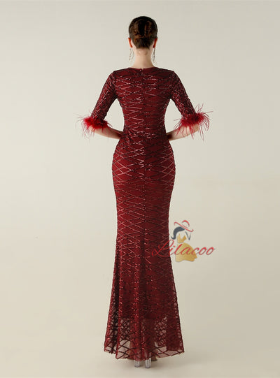 Mermaid Scoop Neck Short Sleeve Prom Dress