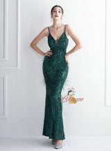 Mermaid Sequins Spaghetti Straps Prom Dress