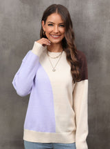 Pullover Splicing Color Matching Sweater