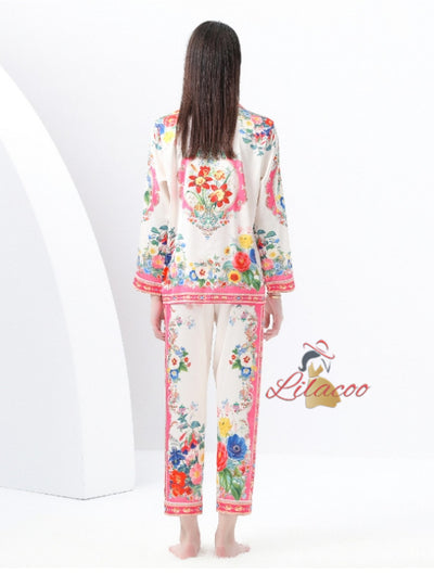 Palace Printed Long-sleeved Shirt+Wide-leg Pants Two-piece Suit