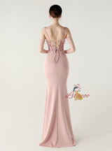 Mermaid Spaghetti Straps Sequins Beading Prom Dress