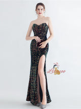 Mermaid Sequins Strapless Prom Dress