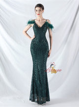 Mermaid Sequins Spaghetti Straps Prom Dress