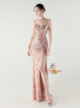 Mermaid Sequins Spaghetti Straps Split Prom Dress