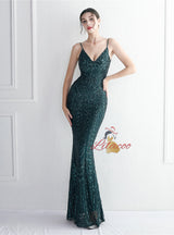 Mermaid Sequins Spaghetti Straps Prom Dress